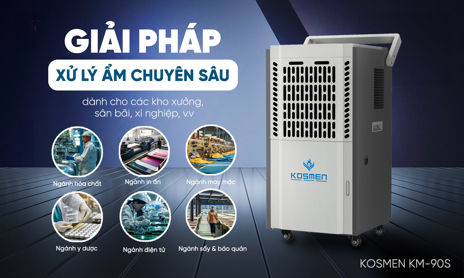 Máy hút ẩm công nghiệp Kosmen KM-90S là giải pháp xử lý ẩm hiệu quả cho nhiều ngành nghề